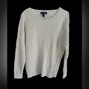 Karen Scott 2XL white cable knit sweater